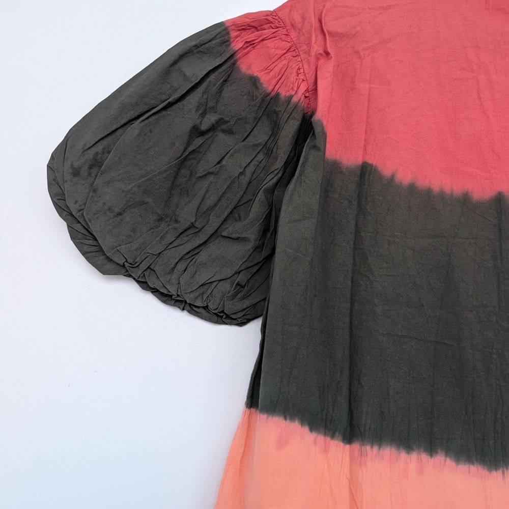 NWT Wknd Wyfr Frock-It Ombre Colorblock Collared Puff Short Sleeve Dress Sz M - Picture 15 of 15